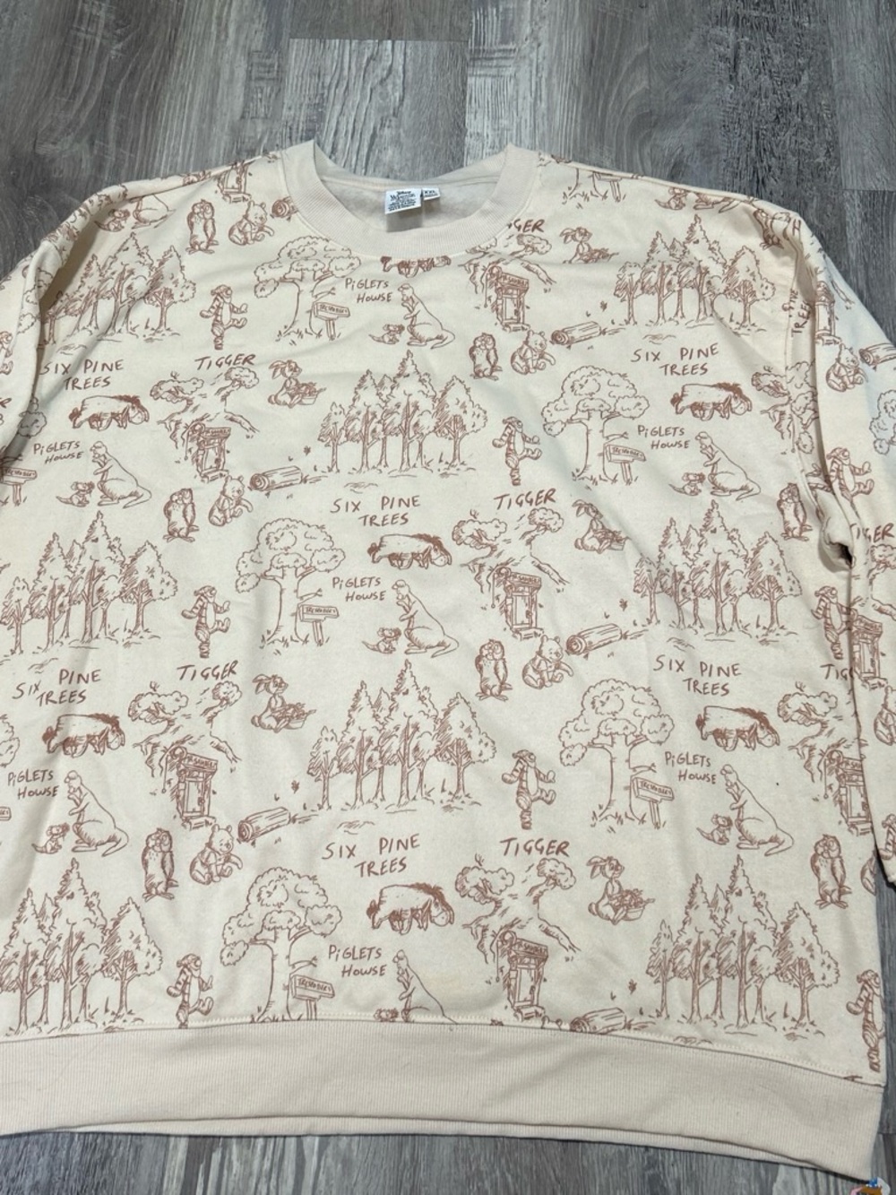 Winnie the PoohDisney Cream Sweatshirt with Brown Allover Pooh & Tigger Sketches